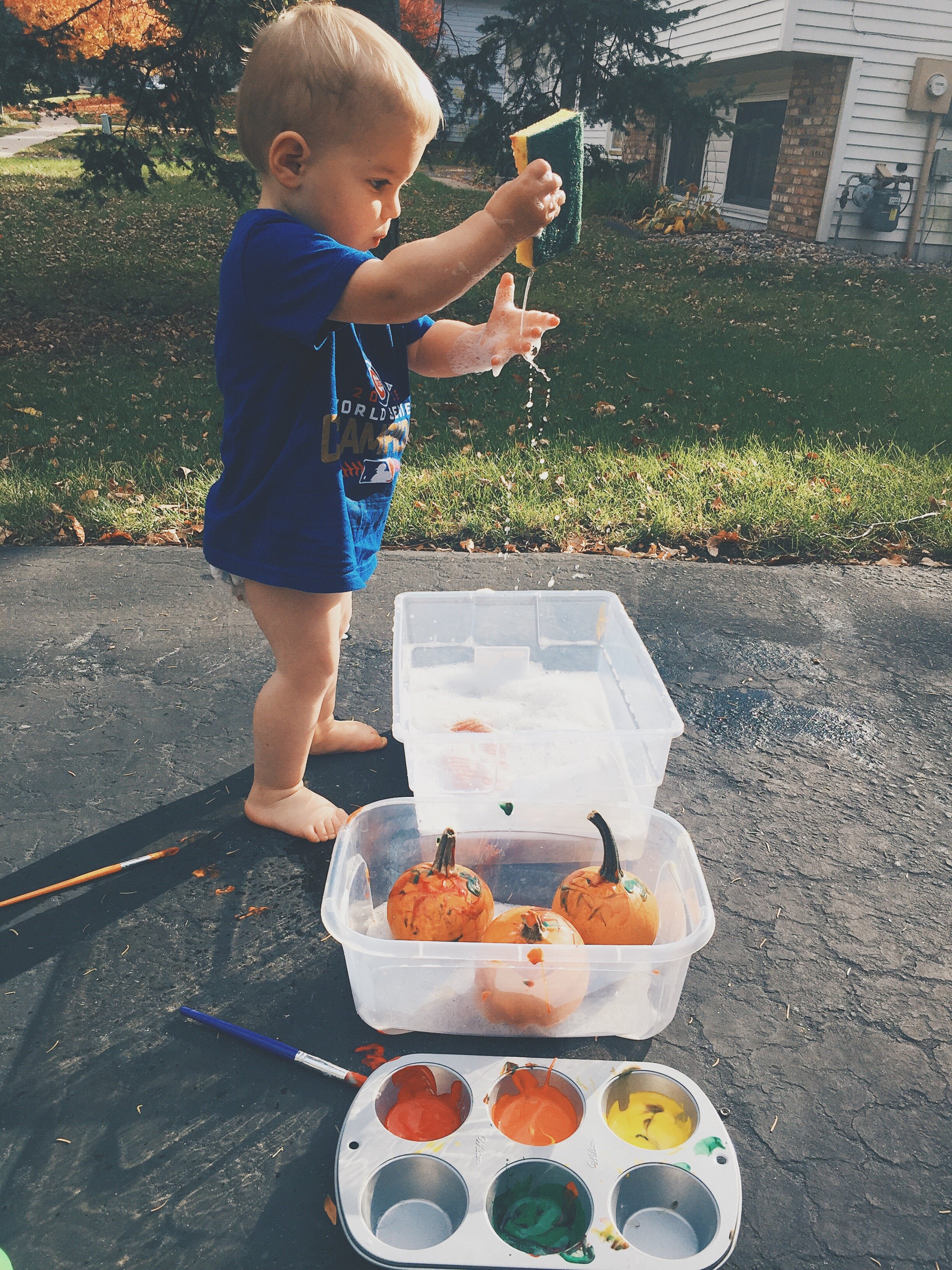 Pumpkin Paint and Wash Activity for Toddlers — Oh Hey Let's Play